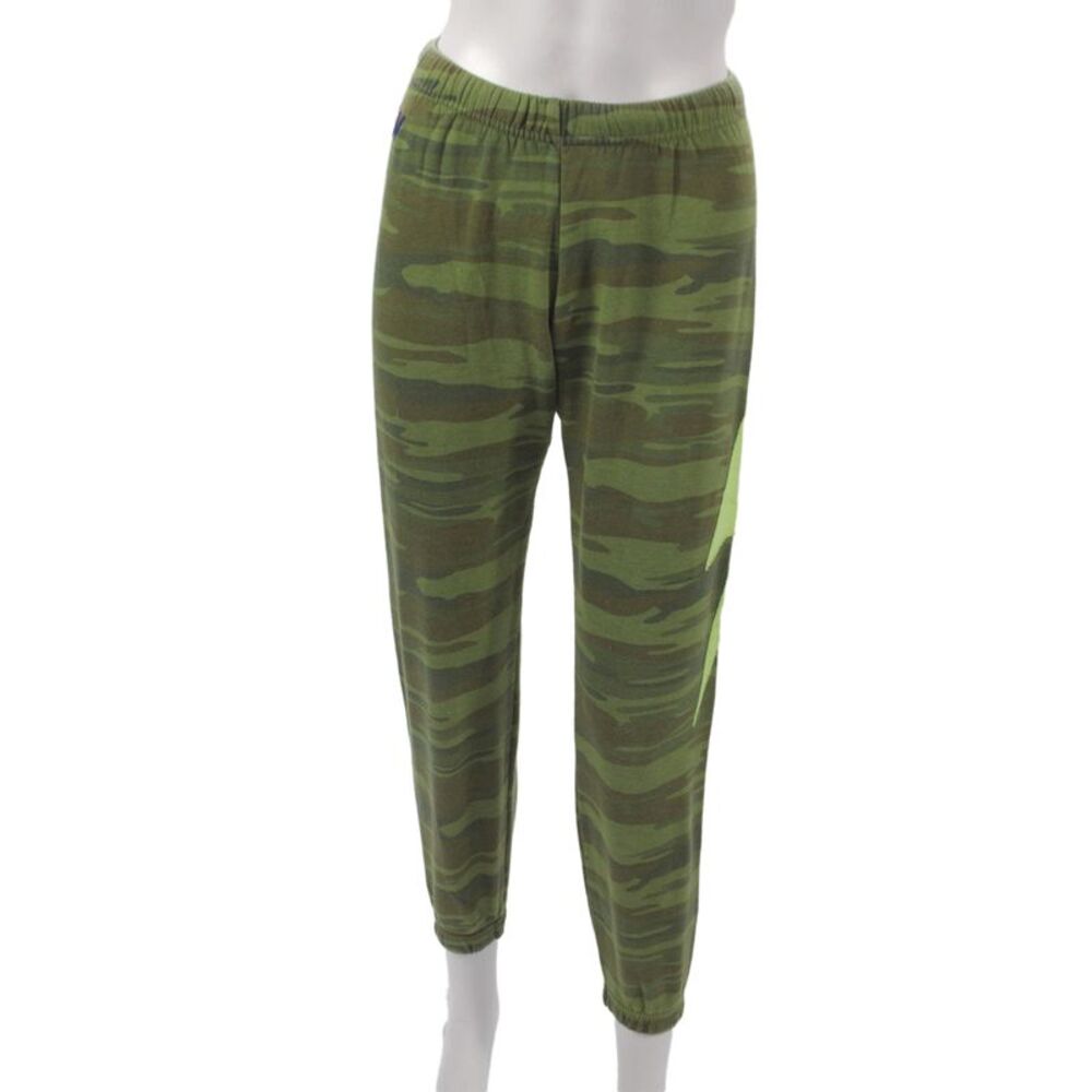 Aviator Nation Unisex Jogger Sweatpants Green Camo Drawstring Army Size XS